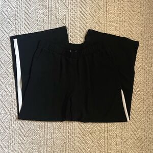 Linea by Louis Dell'Olio Black Wide Leg Side Stripe Trousers Petite Medium